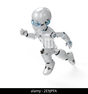 rendering 3d simpatico robot o intelligenza artificiale robot con cartoni animati Foto Stock