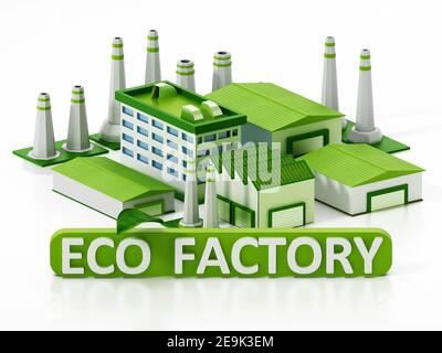 Composto industriale ecologico isolato su sfondo bianco. Illustrazione 3D. Foto Stock