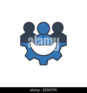 Icona di gestione, colore, linea, segno vettoriale di contorno, pittogramma di stile lineare isolato su bianco. Simbolo, illustrazione del logo Illustrazione Vettoriale