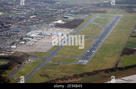 Vista aerea dell'aeroporto John Lennon di Liverpool Foto Stock