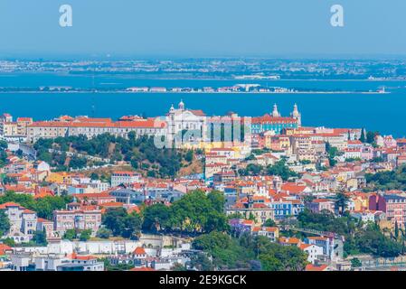 Veduta aerea del convento da graca a Lisbona, Portogallo. Foto Stock