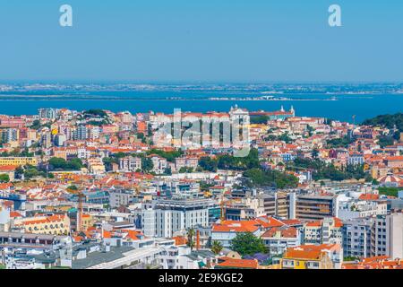 Veduta aerea del convento da graca a Lisbona, Portogallo. Foto Stock