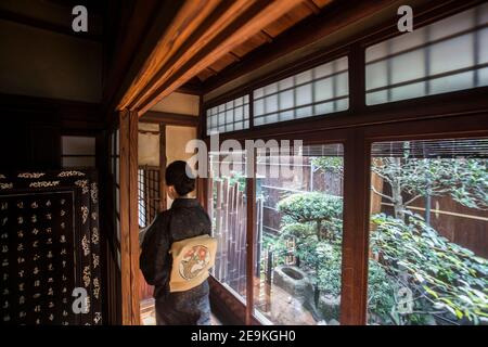 Okiya, (casa di Geisha) a Kyoto Foto Stock