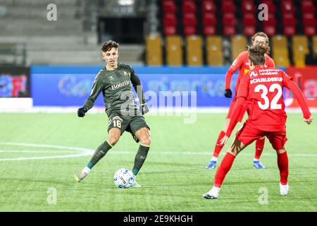 Farum, Danimarca. 4 Feb 2021. Jesper Lindstroem (18) di Broendby SE visto durante la partita 3F Superliga tra FC Nordsjaelland e Broendby SE in diritto a Dream Park a Farum. (Photo Credit: Gonzales Photo/Alamy Live News Foto Stock