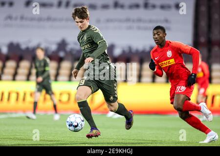 Farum, Danimarca. 4 Feb 2021. () di Broendby SE visto durante la 3F Superliga partita tra FC Nordsjaelland e Broendby SE in diritto a Dream Park a Farum. (Photo Credit: Gonzales Photo/Alamy Live News Foto Stock