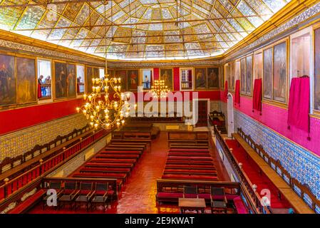 COIMBRA, PORTOGALLO, 21 MAGGIO 2019: Sala grande dos actos all'università di Coimbra in Portogallo Foto Stock