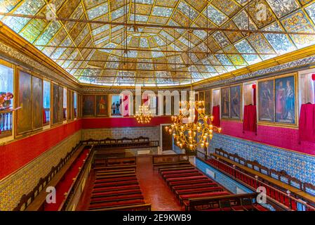 COIMBRA, PORTOGALLO, 21 MAGGIO 2019: Sala grande dos actos all'università di Coimbra in Portogallo Foto Stock