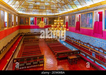 COIMBRA, PORTOGALLO, 21 MAGGIO 2019: Sala grande dos actos all'università di Coimbra in Portogallo Foto Stock