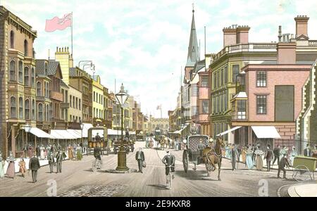 Planoform scena di High Street, Southampton da un album ricordo del 1895 circa Foto Stock