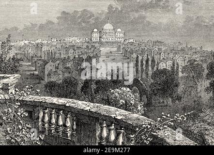 Vista dalla Casa Bianca all'edificio del Campidoglio originale completato nel 1800, Washington, USA Foto Stock