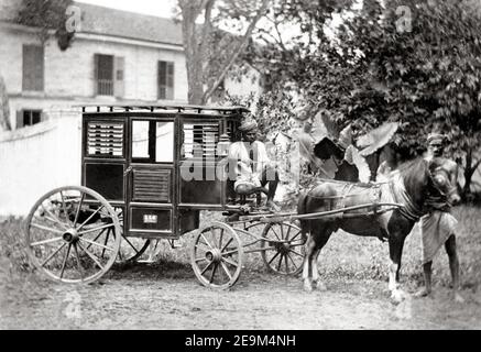 Foto tardo 19 ° secolo - carrozza pony, India, circa 1880's. Foto Stock