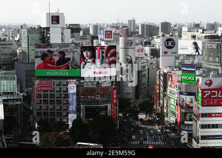 Vista sulla via Shibuya Foto Stock