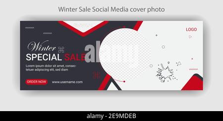 Vendita invernale Offerta speciale Social Media Cover Photo Template Design. Digital Marketing Social Media Web Banner Cover Page Design idea. Illustrazione Vettoriale