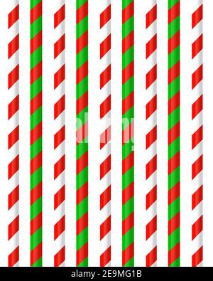 Candy Canes modello su bianco, Natale Capodanno Xmas Illustrazione Vettoriale
