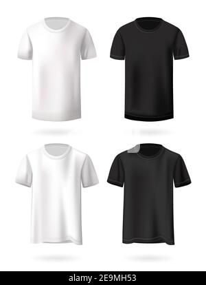 T-Shirts mockup set, disegno realistico illustrazione vettoriale su sfondo bianco Illustrazione Vettoriale