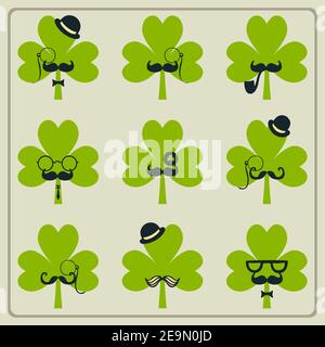 Festa di San Patrizio con shamrock in mouto Illustrazione Vettoriale