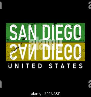 San Diego nome della città degli Stati Uniti. Iscrizione. Illustrazione vettoriale. Illustrazione Vettoriale