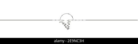 linea continua solare oceano in una linea. Alba, tramonto. Illustrazione vettoriale su sfondo bianco Illustrazione Vettoriale