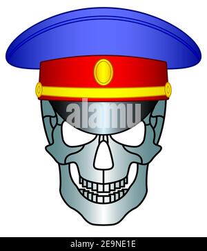 Illustrazione del cranio cartoon in un tappo di manutenzione Illustrazione Vettoriale