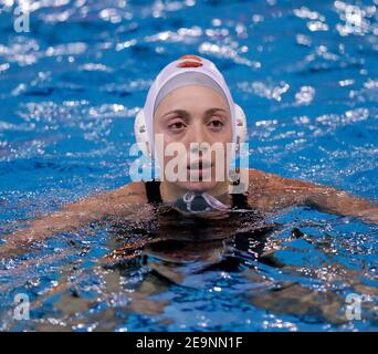 Silvia Avegno (SIS Roma) durante SIS Roma vs Olympiakos SF Pireo, Waterpolo Eurolega Femminile match a Roma, Italia. , . Febbraio 05 2021 (Foto di IPA/Sipa USA) Credit: Sipa USA/Alamy Live News Foto Stock