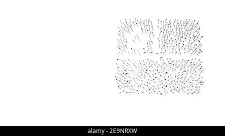 rendering 3d di unghie a forma di simbolo del cile bandiera con ombre isolate su sfondo bianco Foto Stock