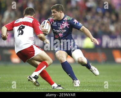 Stade Francais' Benjamin Kayser durante il Campionato di rugby Top 14 francese, Stade Francais vs Biarritz Olympique allo Stadio di Francia, a Saint Denis, vicino a Parigi, il 14 ottobre 2006. Parigi ha vinto il 22-16. Foto di Christian Liegi/ABACAPRESS.COM Foto Stock