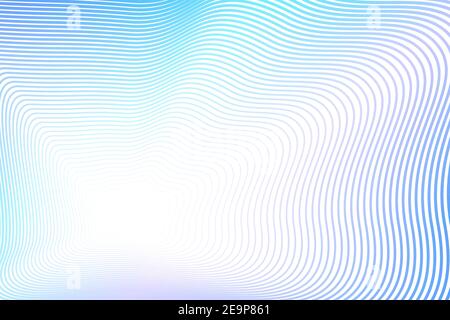 Linee ondulate di tonalità blu. Cornice creativa colorata vettoriale. Sfondo stripato astratto con spazio di copia. Modello frattale. Design con effetto flash. EPS10 Illustrazione Vettoriale