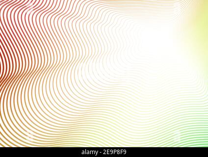 Modello frattale, concetto di flash. Onde rosse, arancioni, gialle, verdi, linee squiggle lucenti. Astratto sfondo estivo. Disegno vettoriale con cornice ondulata. EPS10 Illustrazione Vettoriale