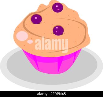 Muffin con frutti di bosco vettore arte Illustrazione Vettoriale