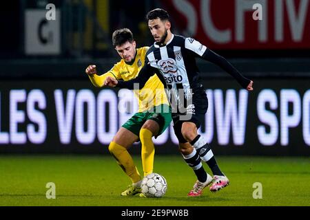 SITTARD, PAESI BASSI - 5 FEBBRAIO: {didascalia} durante la partita olandese Eredivisie tra Fortuna Sittard e Heracles Almelo allo stadio Fortuna Sittard Foto Stock