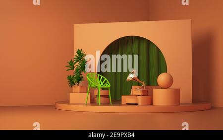 Forma in uno scenario 3d minimo dall'aspetto moderno Foto Stock