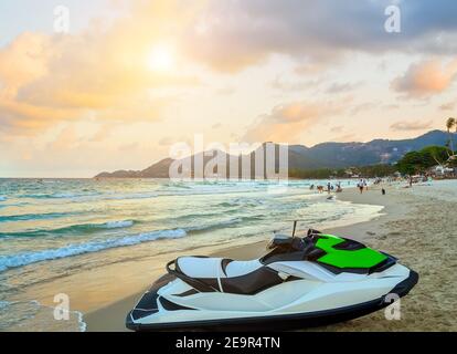 Parcheggio per barche a Beach sport Water Bay Island. Foto Stock