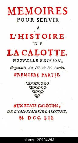 Mémoires pour servir à l'histoire de la calotte 1752. Foto Stock