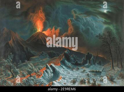 Monte Vesuvio a mezzanotte di Albert Bierstadt - BMA. Foto Stock