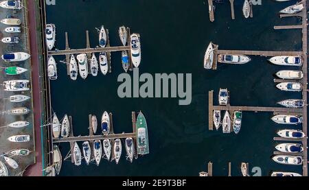 Una foto aerea del Wet Dock di Ipswich, Suffolk, Regno Unito Foto Stock