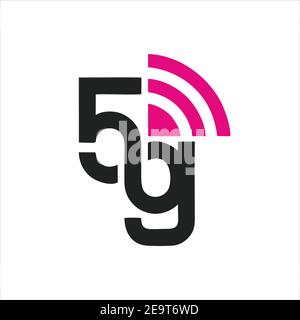 5G, icona 5G, vettore 5G, vettore di icone 5G, logo 5G, simbolo 5G, segno 5G, disegno di icone 5G. Illustrazione vettoriale dell'icona 5G. Modello vettore di connessione 5G Illustrazione Vettoriale