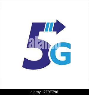 5G, icona 5G, vettore 5G, vettore di icone 5G, logo 5G, simbolo 5G, segno 5G, disegno di icone 5G. Illustrazione vettoriale dell'icona 5G. Modello vettore di connessione 5G Illustrazione Vettoriale