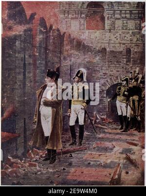 Napoleone guardando il fuoco di Mosca 01. Foto Stock