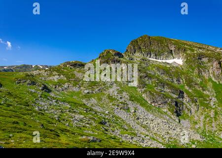 Vista sulle montagne di Rila in Bulgaria Foto Stock