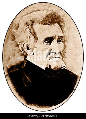 Un ritratto del presidente Andrew Jackson (1808-1875), il 17° presidente degli Stati Uniti (1865-1869) che era stato vice presidente al momento dell'assassinio di Abraham Lincoln. Anche se Jackson non frequentò mai la scuola, fu apprendistato come sarto prima di entrare in politica. È considerato da molti storici come uno dei peggiori presidenti della storia americana, soprattutto a causa della sua opposizione alla concessione della cittadinanza agli ex schiavi, alla loro integrazione nella società e alla sua impopolarità con altri individui del governo. Johnson era lui stesso un (gentile) proprietario di schiavi. Foto Stock