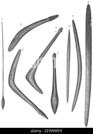 Tribù native dell'Australia sudorientale Fig 12 - armi native. Foto Stock