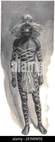 Tribù native dell'Australia sudorientale Fig 30 - uomo decorato per la cerimonia curingale. Foto Stock