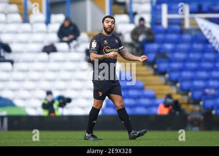 Birmingham, Regno Unito. 06 febbraio 2021. Troy Deeney n.9 di Watford a Birmingham, Regno Unito il 2/6/2021. (Foto di Simon Bissett/News Images/Sipa USA) Credit: Sipa USA/Alamy Live News Foto Stock