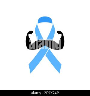 Baffi, baffi e nastro. Movember, novembre - forza e supporto. Cancro alla prostata, cancro testicolare la consapevolezza della salute mentale degli uomini - vettore Illustrazione Vettoriale