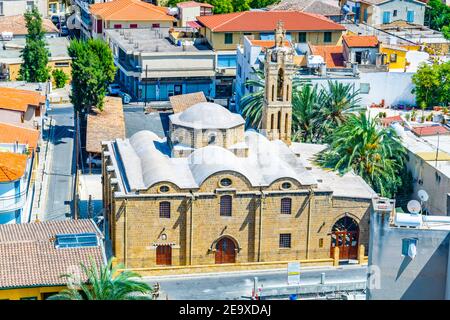 Veduta aerea della Chiesa dell'Arcangelo Michele Trypiotis a Nicosia, Cipro Foto Stock