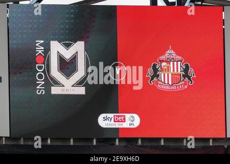 MILTON KEYNES, INGHILTERRA. 6 FEBBRAIO: Sky Bet League una partita tra MK Dons e Sunderland allo Stadio MK, Milton Keynes sabato 6 febbraio 2021. (Credit: John Cripps | MI News) Credit: MI News & Sport /Alamy Live News Foto Stock