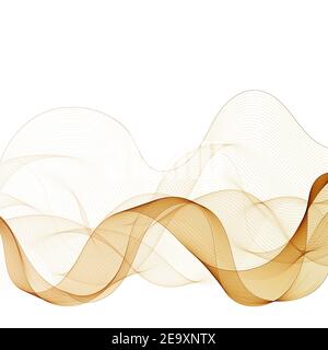 Linee astratte d'onda di colore oro isolate su sfondo bianco. Per elementi di design in concetto di lusso, tecnologia, creatività, scienza. eps 10 Foto Stock