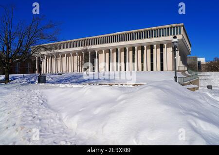 PRINCETON, NJ -4 FEB 2021- Vista di Robertson Hall, sede della Princeton School of Public and International Affairs (ex Woodrow Wilson School) A. Foto Stock