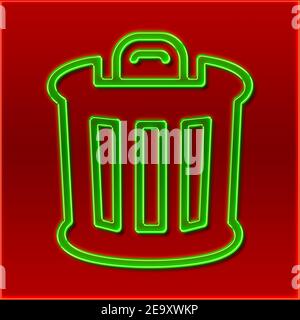 Vista dettagliata di un bidone per la polvere nel disegno di un cartello al neon Foto Stock