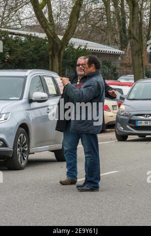 Kiezpirat, Schauspieler, Kalle Haverland, Führungsfahrzeug, Kiezgröße Kalle Schwensen, Autocorso Freiheitsfahrer, Querdenker, Coronaleugner, gegen Cor Foto Stock